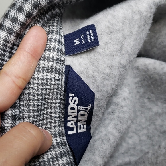 Lands' End Womens Plaid Button Up Longline Shacket Size M Layers Outdoor Gray - Picture 7 of 16